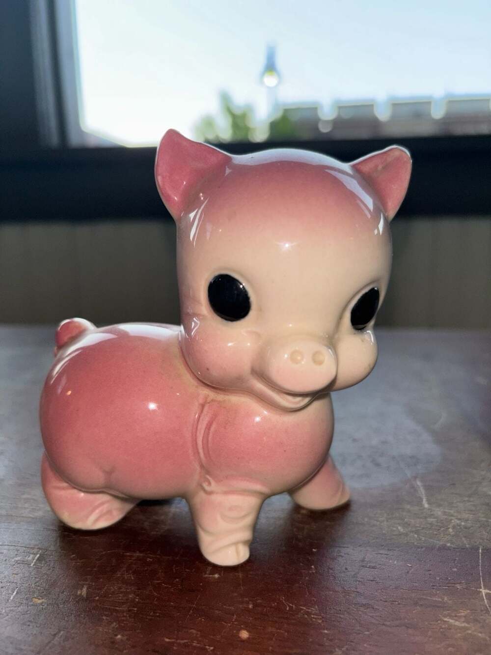 Vintage Rempel Diamond Pottery Chubby the Pig Pink Ceramic Figurine